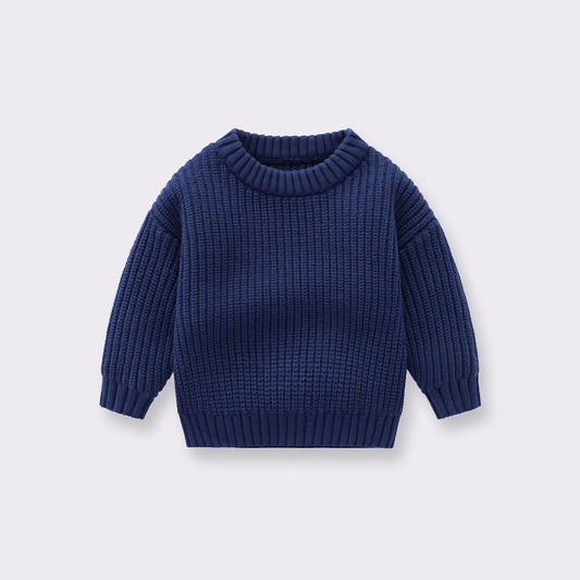 Baby Solid Color Handknit Design Quality Pullover Loose Sweater-1